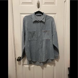 Zara Oversized Corduroy Long Sleeve Button Up Top Women’s M